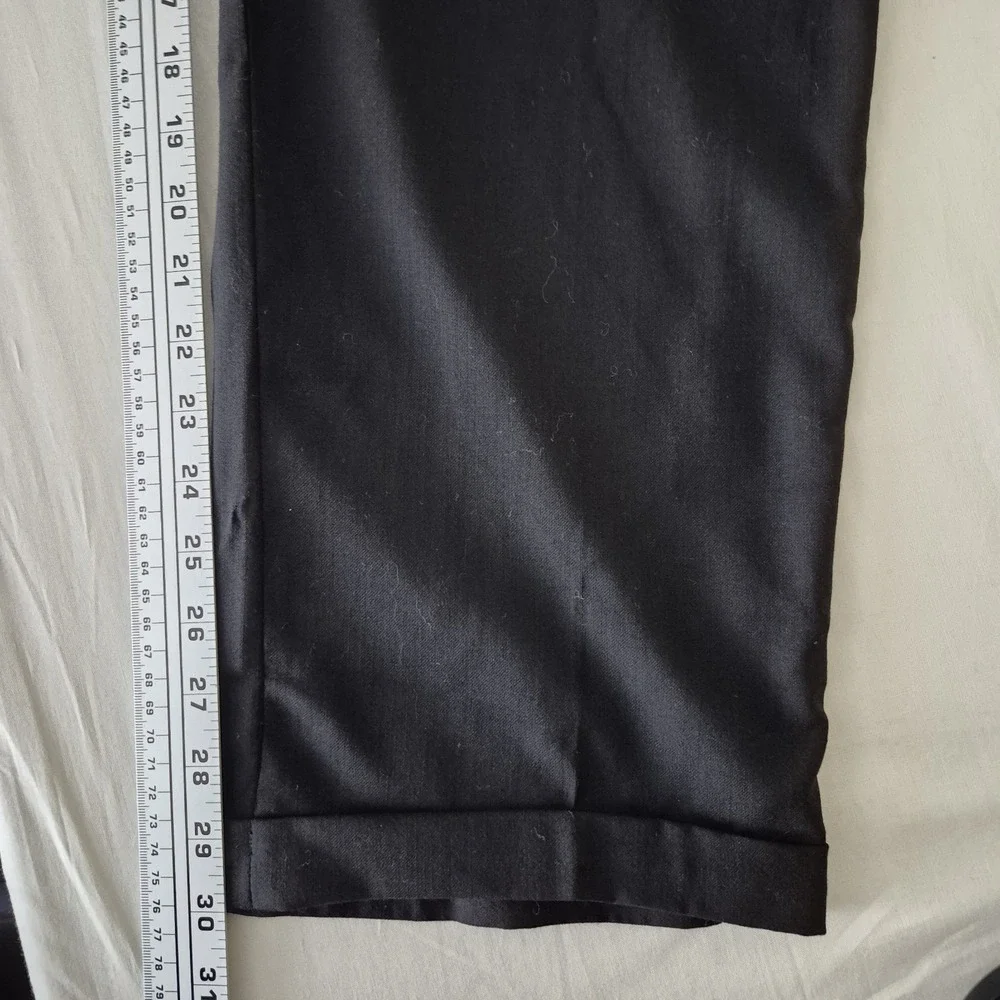 Joseph & Feiss Mens Black 100% Worsted Wool Pleated Cuffed Dress Pants‎ 36x30